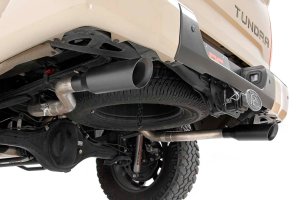 Toyota Tundra Performance Exhaust - Rear + Side Exit - Rough Country - Dual Cat-Back with Stainless Tips - Black - '09-'21